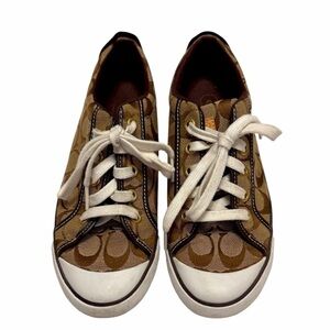 Coach Brown and White Logo Sneakers